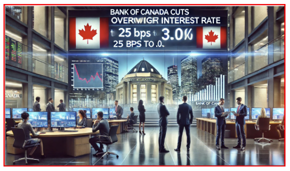 Bank of Canada Cuts Policy Rate By 25 BPs